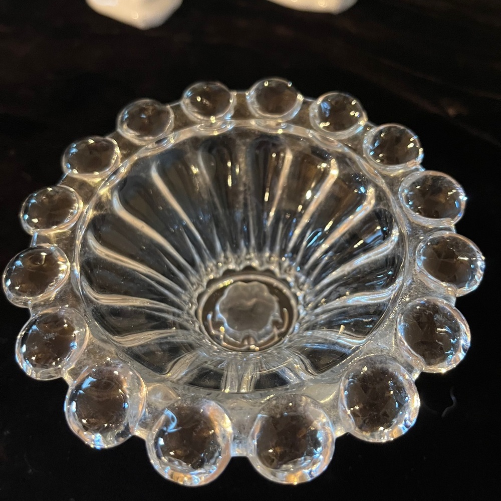 1950's Anchor Hocking Berwick Boopie Clear Glass Candlestick Holders (2) - Picture 6 of 6